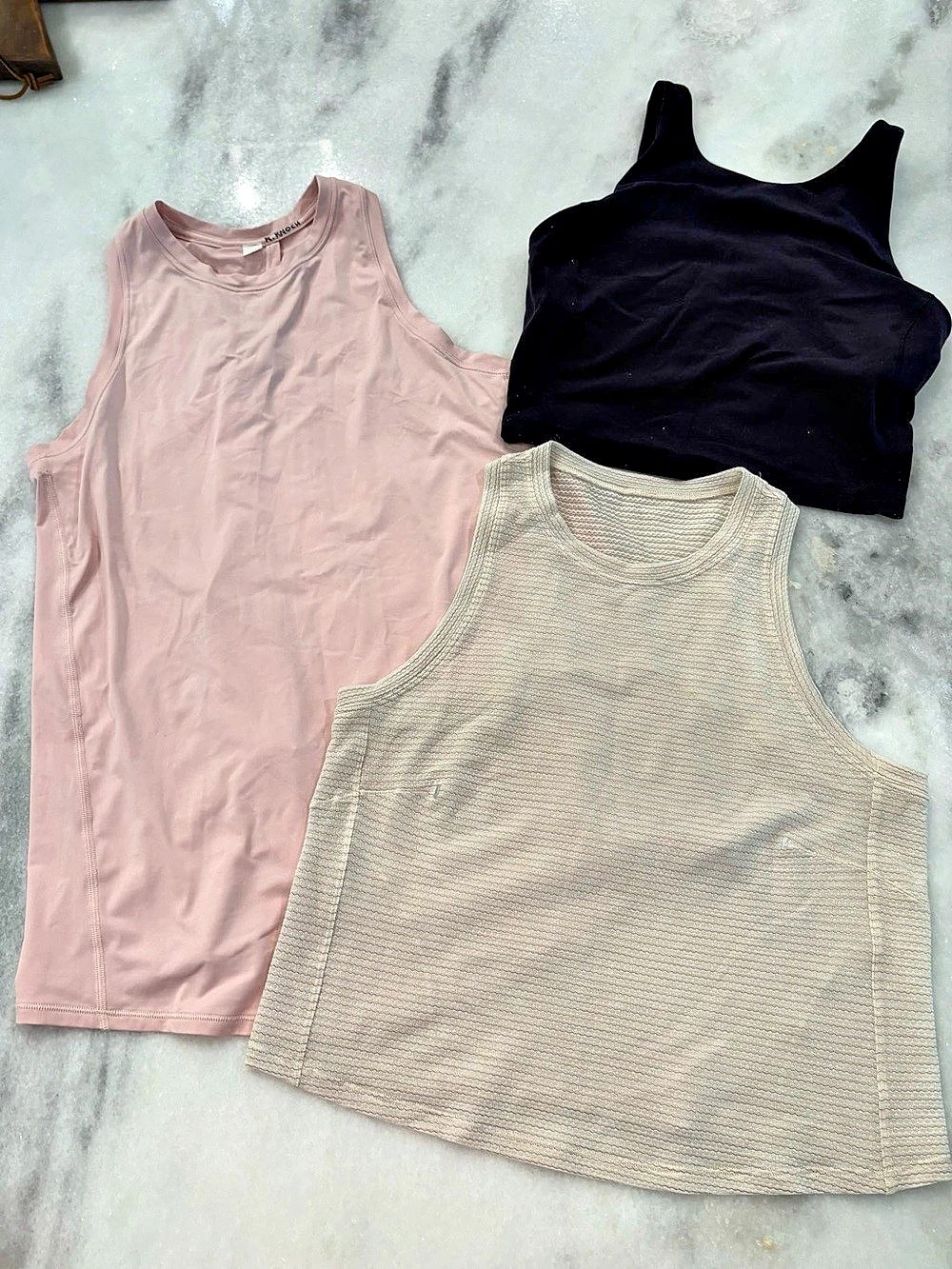 lululemon 3 Tank tops Black,Beige & Blush Size 4